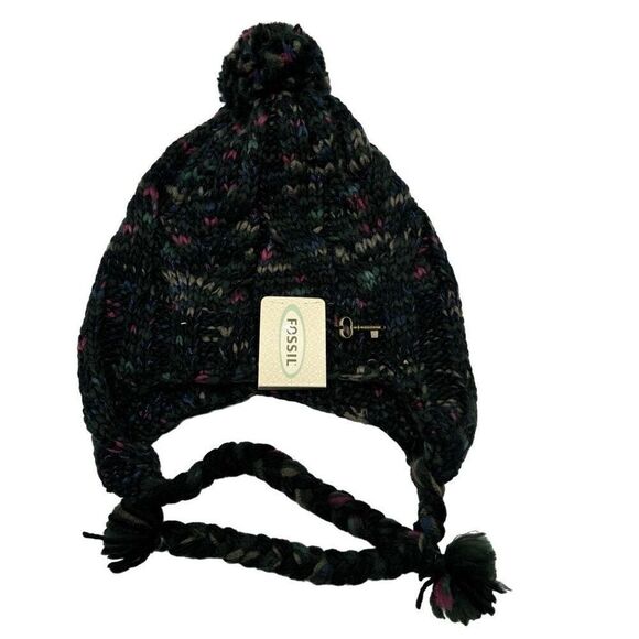 Fossil Cassidy Marled Winter Beanie Pom Pom Hat NWT - Picture 1 of 11